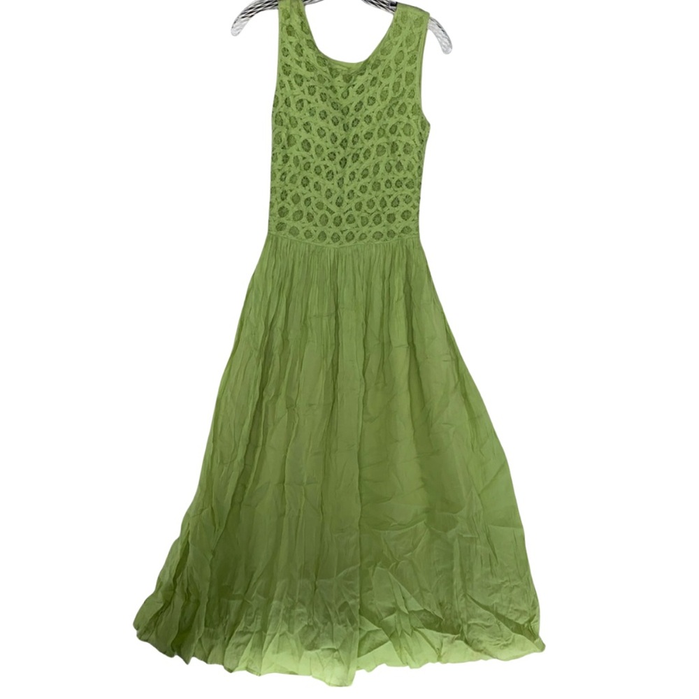 RARE Vintage 80’s Coldwater Creek Lime Green Dress Women’s Size S